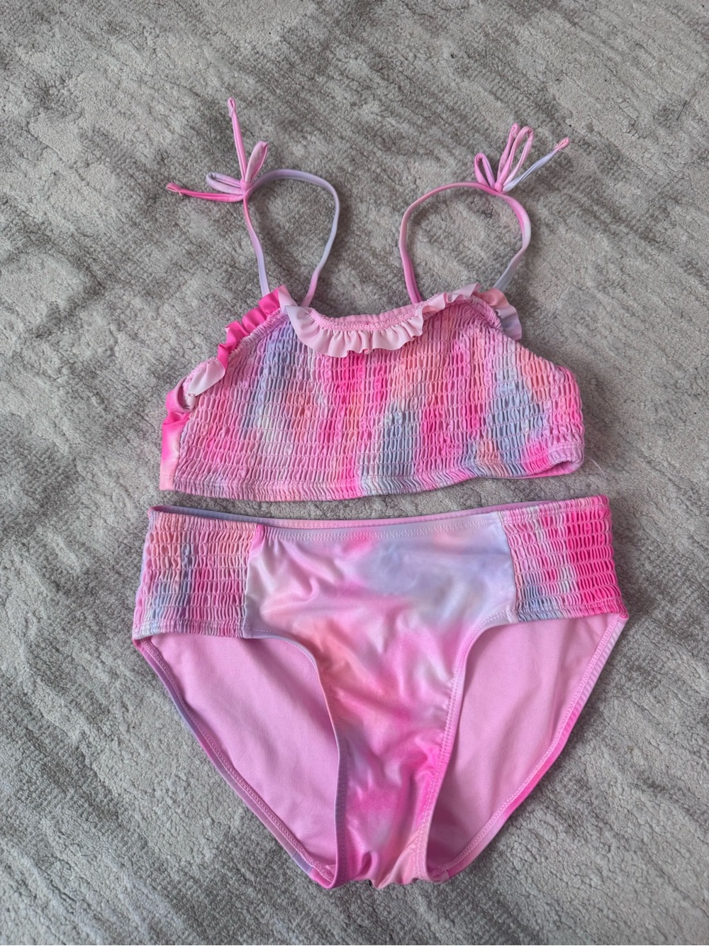 Girls' Pink Tie-Dye Two-Piece Swim Set